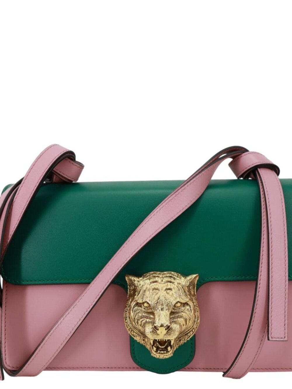 Gucci  Animalier Tiger Head Leather Shoulder Bag Pink 412007